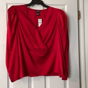Red satin top NWT